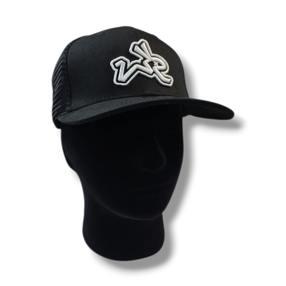 White Rabbit Energy Mesh Trucker Snap Back Black Hat Cap New